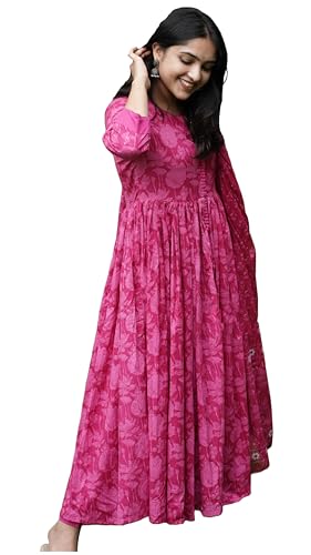 GoSriKi Anarkali short en viscose mélangé avec pantalon pour femme