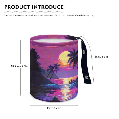 Image of Sea Sun Palm Car Trash Bin with Adjustable Buttons Car Garbage Can Multipurpose Car Storage Bag Collapsible Reusable