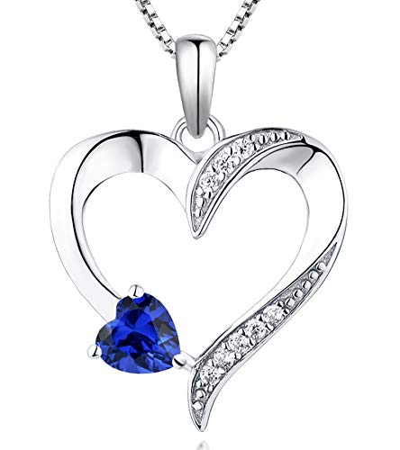 YL Heart Necklace 925 Sterling Silver Love Heart Pendant Birthstone Jewelry for Women
