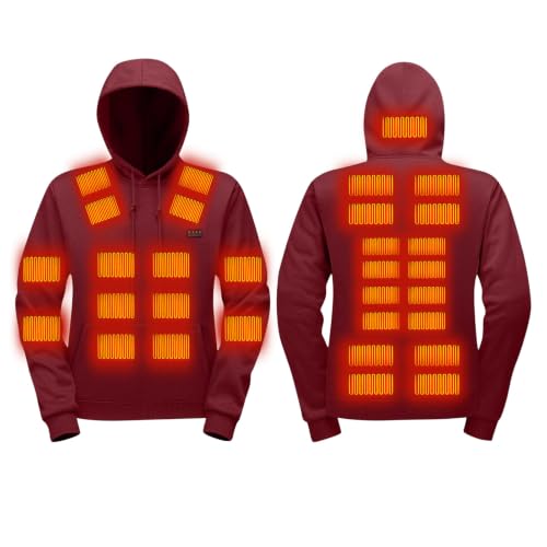 Heated Sweatshirt for Men 31 Heating Zones 4-zone Control Pullover Wine - image 1