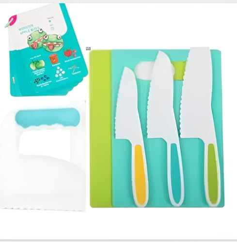 Tovla Kids Safe Knife Set for Real Cooking | Safe Knives with Patented Toddler Chopper | Montessori Kids Cutting Board and Knife Set | Toddler Kitchen Tools | Christmas and Birthday Gift Ages 4 to 12