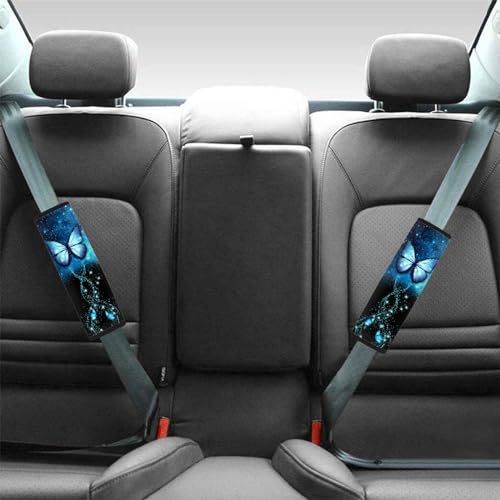 Image of AFPANQZ Blue Butterfly Seat Belt Cover for Women Adults 2 Packs Comfortable Driving Shoulder Protectors Car Safety Seatbelt Pads Soft Comfort Cushion Car Seats Accessories Decor Backpack Strap Pad