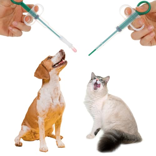 Grevosea 3 Stück Tablettengeber für Katzen Tabletteneingeber Katze Flohtabletten Pill Assist Katze Dogs Pet Feeder für Eingabehilfe Pill Katz Cat, Grün