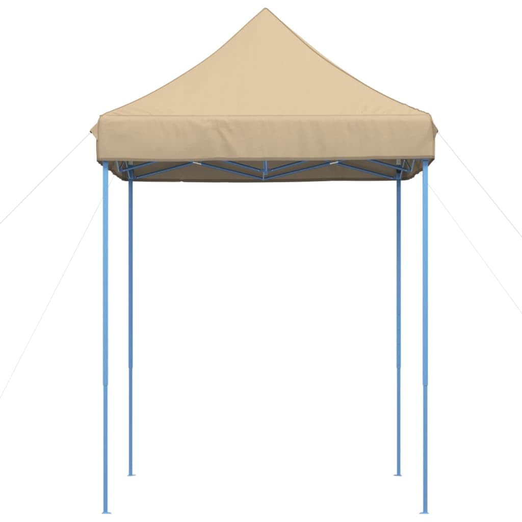 Namiot imprezowy składany Pop-Up beżowy 200 x 200 x 306 cm z malowaną proszkowo ramą stalową, tkanina Oxford, idealny do ogrodu, na taras, kemping, wesele, festiwal i grillowanie