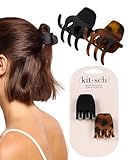 Kitsch Eco-Friendly Medium Claw Clips - Cute & Stylish Short Hair Accessories for Women, Girls | Ideal Size for Any Hairstyles, 2pcs (Black & Tortoise)