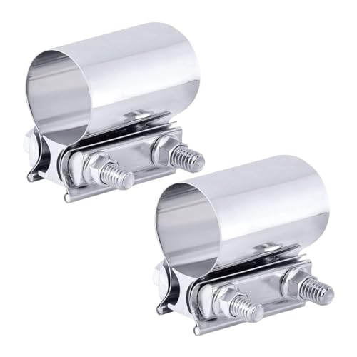 Stainless Steel Exhaust Clamp 2.0 Butt Joint Muffler Band Sleeve Coupler Used for Exhaust Pipes & Mufflers