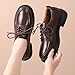 QHH Oxford Shoes for Women Womens Oxford Shoes Lace-Up Round Toe Leather Flat Non-Slip Fashion Classic Business Casual Comfortable Dressy Office Work Ladies Shoes Brown US 9.5