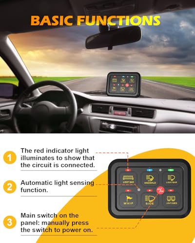 image for KACOLA 6 Gang Switch Panel with Electronic Relays, Universal Circuit C