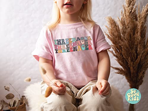 Threenager Shirt, Toddlers Third Birthday Shirt, Groovy 3rd Birthday Toddler Tee2