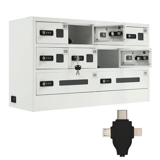 10 Slot Cellphone Charging Station Cell Phone Locker with Combination Lock