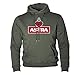 Produktbild ASTRA Hoodie Unisex, Oliv, bequemer Pullover mit Kapuze, Cooler Kapuzen-Pulli mit Aufdruck, für Damen & Herren, Sweater aus St.Pauli (L)
