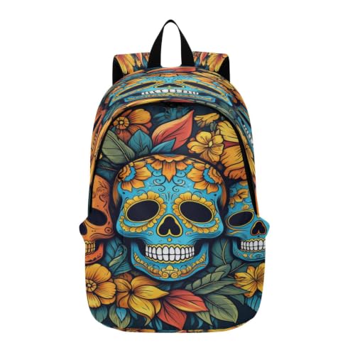 Sac à dos ordinateur crânes floraux colorés avec bretelles rembourrées pour voyage
