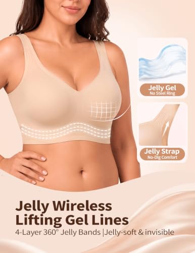 Image of PoseFree Jelly Bras for Women, Wireless No Underwire, Full Coverage Support