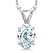 0.72 Ct Oval Shape Sky Blue Aquamarine Sterling Silver Pendant Necklace, 18"