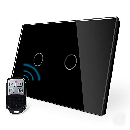 LIVOLO Wireless Remoto Interruttore della Luce con Indicatore LED Touch Switch con Pannello in Cristallo Toccare Interruttore a parete per Illuminazione Domestica,2 Gang 2 Way,C902SR-12