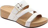 Vionic Women's Pacific Rio Platform Sandal - Ladies Adjustable Slide Sandal with Concealed Orthotic Arch Support White Snake 9 Medium US