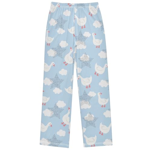 Boy's Lounge Pants Cute White Goose Cloud Blue Sky Kids Jogger Pants Elastic Long Bottoms with Pockets 6-14 Years