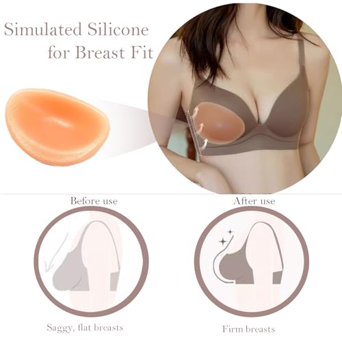 Majurphy Silicone Bra Inserts Pads,Boombas Breast Enhancer Push Up Bra Inserts,Chicken Cutlets Bra Insert,Silicone Bra Padding Insert,Non-stick,Orange, 1 Pair4