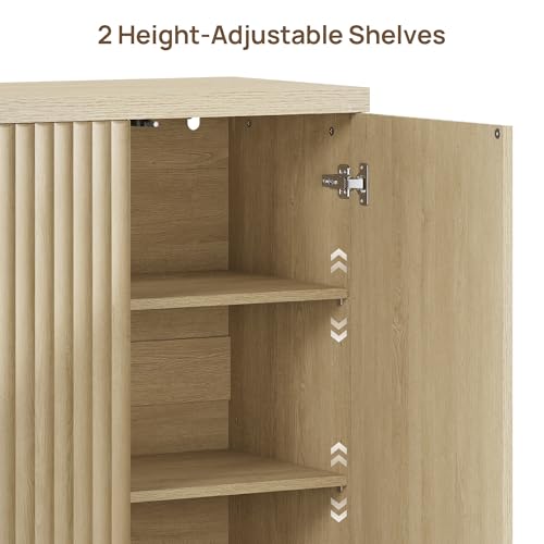 Image of SICOTAS Buffet Cabinet with Storage Accent Sideboard Modern Credenza with Doors & Shelves Fluted Media Console Mid Century Coffee Bar Table for Living Room Kitchen Dining Room Hallway