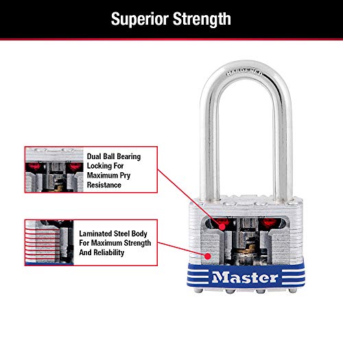 Master Lock 3Dlf Long Shackle Padlock, W/ 1-1/2 Inch. Shackle #TOP5