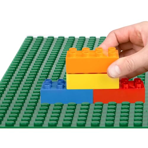 Image of ZEAYEA 12 Pack Classic Baseplates, Building Base Plates Compatible with Most Standard Building Bricks, 10 inch x 10 inch Stackable Bases, Green