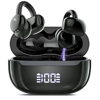 Cuffie Bluetooth 5.4, Auricolari Open Ear Cuffie Clip-On, 48 Ore Cuffiette Conduzione Ossea, DNN Noise Cancelling, Comfort Adattivo, Audio Immersivo, Auricolari Bluetooth con 4 Mic, Impermeabili IPX7