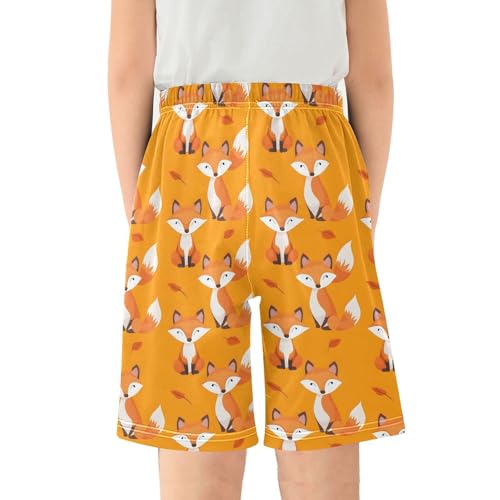 ALAZA Cute Fox Animal Orange Pajama Shorts Sleep Shorts Pant Lounge Pajama Bottoms Elastic Waist with Pockets2