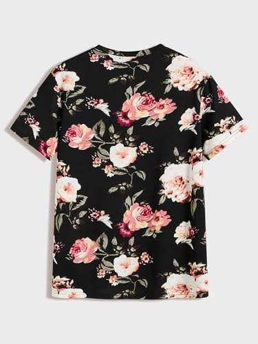 Floerns Men's Floral Print Short Sleeve Crew Neck Casual Tee Shirt Tops2