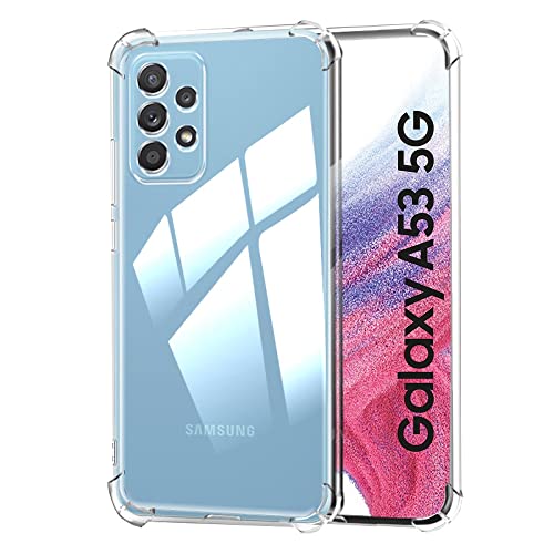 Hually Clear Case for Samsung Galaxy A53 5G Transparent Anti-Shock Bumper Cover with Shock-Absorption Air-Cushion Corners Soft TPU Silicone Anti-Scratch Case for Samsung Galaxy A53 5G