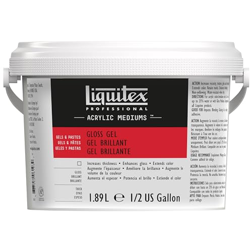 Liquitex 5340 Professional Gloss Gel Medium para pinturas acrílicas, aumenta el brillo y la transparencia del color acrílico - botella de 1,89 litros, transparente