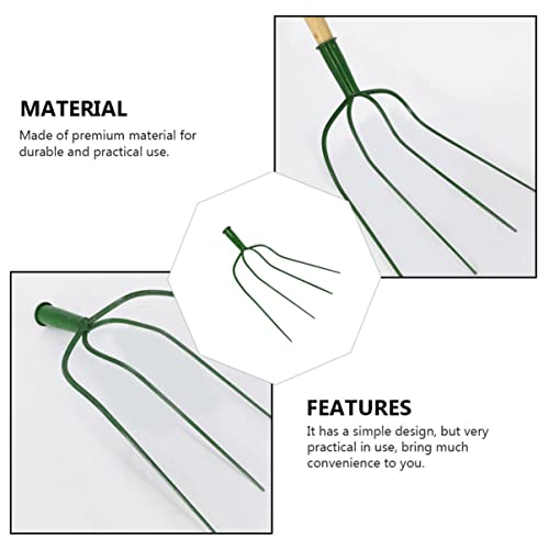 Yardwe 1 Pc Lawn Implement Farm Rake Garden Metal Pitch-Fork Replacement Manure Leaves Green Leaf Fork Collect Head Loose Three For Household Grass Pitch- Outdoor Digging Farming #TOP4