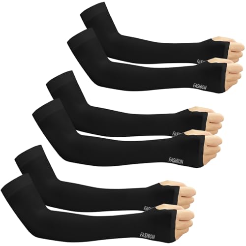 EMAGEREN 3 Paia Manicotti Braccio Raffreddamento Anti UV Maniche di Protezione Solare Sportivi Elastici per Correre/Bicicletta/Guida/Golfing (manicotto)
