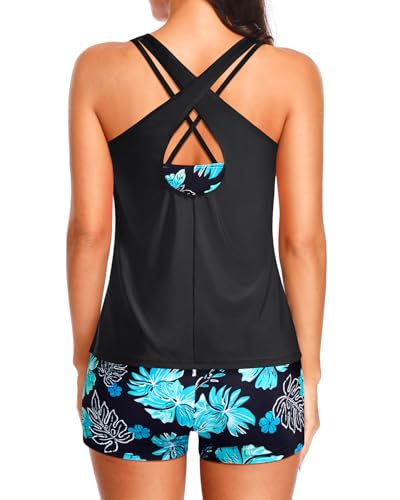 Image of Holipick 3 Piece Tankini Swimsuits for Women Tummy Control Bathing Suits Swim Tank Top with Bra Boy Shorts Teen Swimwear 2026