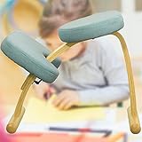 IELSH Ergonomisch Kniestuhl Holz Kniehocker, Kniehocker Höhenverstellbar für Zuhause und Büro, Orthopädischer Stuhl und Ergonomischer Hocker - Verbessern Sie das Allgemeine Temperament, Blau