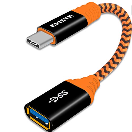 USB C to USB Adapter - 2Pack 0.6FT EVISTR Type C to USB 3.0 OTG Adapter Cable On The Go Cable Compatible with MacBook Pro, Dell XPS, Chromebook, Samsung S10 S9 S8, Nintendo Switch and More (Orange)