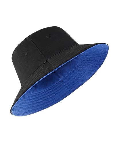 Image of XXL Oversize Bucket Hat Reversible, XL L M S Fisherman Sun Cap With Chin Strap, Travel Beach Outdoor Hat For Men Women