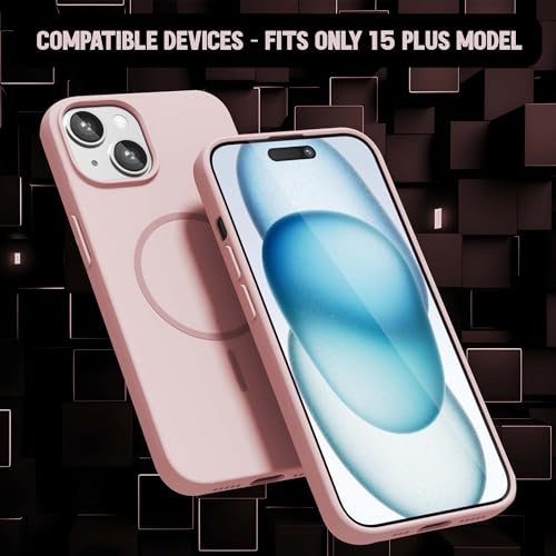 Image of Kratos Active Grip Silicone Case Cover Compatible with iPhone 15 Plus - Enhanced Protection, Wireless Magnetic Charging Case with Raised Edge Camera & Screen Protection, Shock-Resistant Design Pink