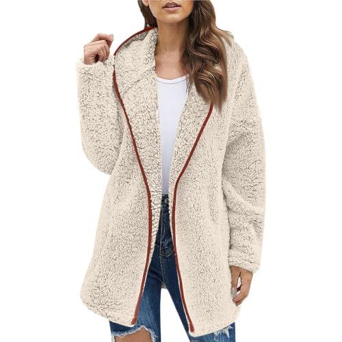 Sherpa Fleece Jacket Women Fluffy Blanket Blanket Winter Zip Up Outerwear - image 1
