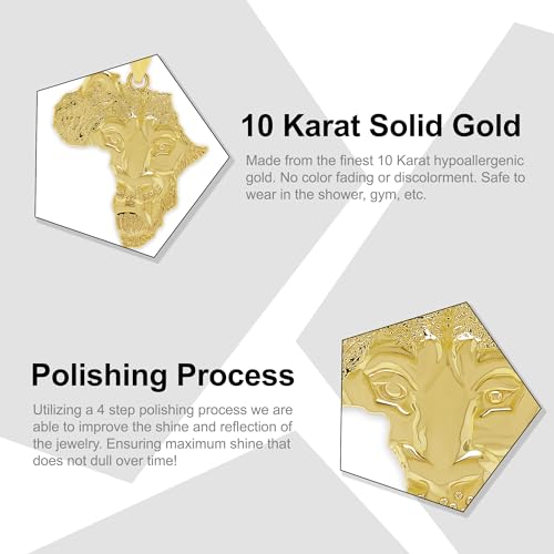 Gold Africa Charm Pendant - 10 Karat Gold - Africa Continent Jewelry2