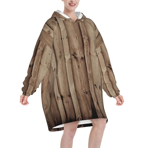 Couverture chaude et confortable flanelle imprimé bois avec poche