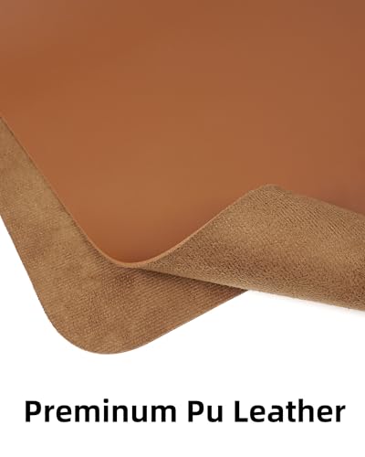 Image of Leather Desk Pad Protector, Mouse Pad, Office Desk Mat, Non-Slip PU Leather Desk Blotter, Large Desk Mat, Waterproof Keyboard Mat for Office /Home /Decor (Light Brown, 55 inch x 17 inch)