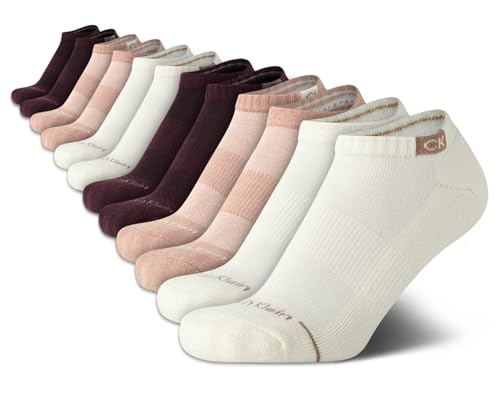 Calvin Klein Women's No Show Socks - 12 Pack Cushioned Comfort Athletic Performance Low Cut Socks for Women (Shoe Size: 4-10)