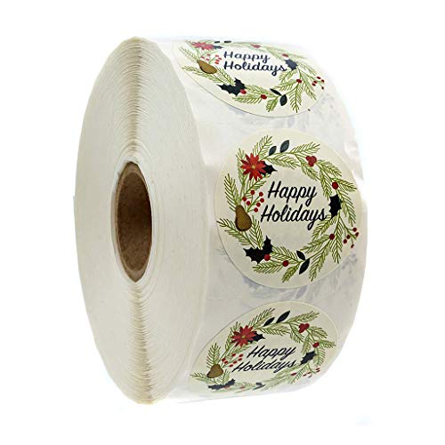EVERY-BOBO Roll Stickers, 500 Pcs/Roll Sealing Sticker Labels Happy Holiday Sticky Stickers Baking Paper