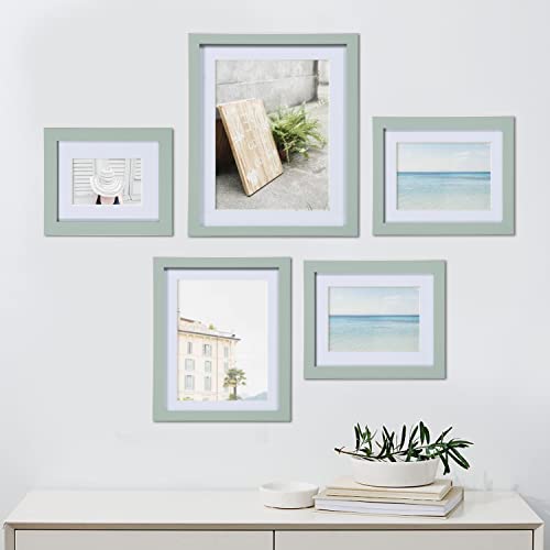 Vecelo 11X14 Picture Frames Set Of 4,14X11 Photo Frames,High Definition Non-Fragile Acrylic Glass Covers With Solid Wood Base For Table Top Display And Wall Collage,Light Green #TOP2