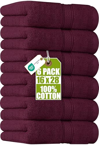 Image of Utopia Towels 6 Pack Premium Hand Towels Set, 16 by 28 inches, 100% Ring Spun Cotton, Ultra Soft and Highly Absorbent 600GSM Towels for Bathroom, Gym, Shower, Hotel, and Spa, Burgundy
