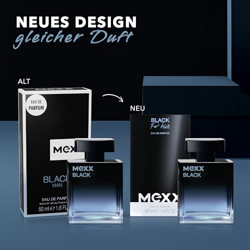 MEXX BLACK Man Eau de Parfume, verführerisch-intensiver Duft mit aquatisch-holzigen Noten für sinnliche Männer, 50ml