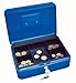 Produktbild Wedo 145303X Geldkassette (aus pulverbeschichtetem Stahl, versenkbarer Griff, 5-Fächer-Münzeinsatz, Sicherheits-Zylinderschloss, 25 x 18 x 9 cm) blau