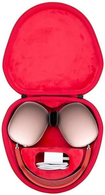 co2CREA Hard Case with Sleep Mode Replacement for Apple AirPods Max Headphone (Black Case + Inside Red)