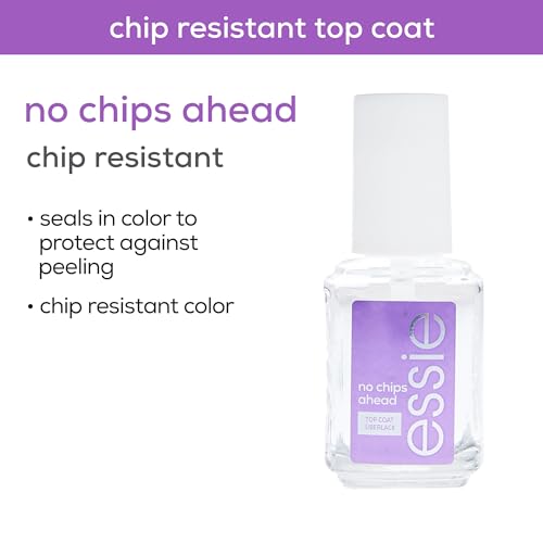 Image of essie Nail Care, 8-Free Vegan, No Chips Ahead Top Coat, chip-resistant nail polish, 0.46 fl oz