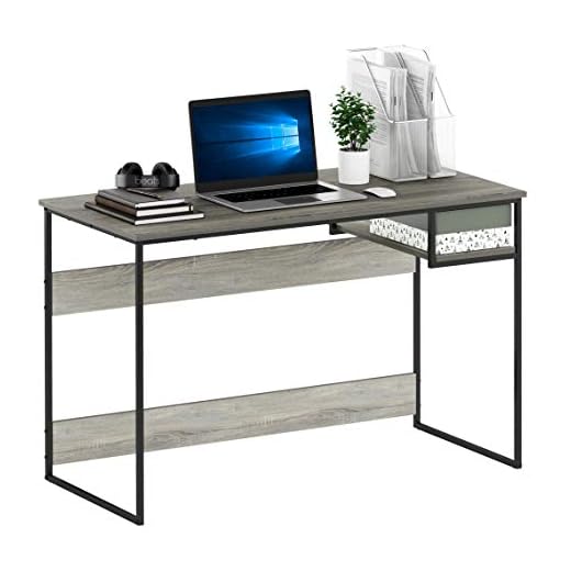 FURINNO Moretti Lifestyle Study Desk, 45 Inches, French Oak Grey